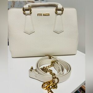 Steve Madden Cream Satchel with Gold Accents